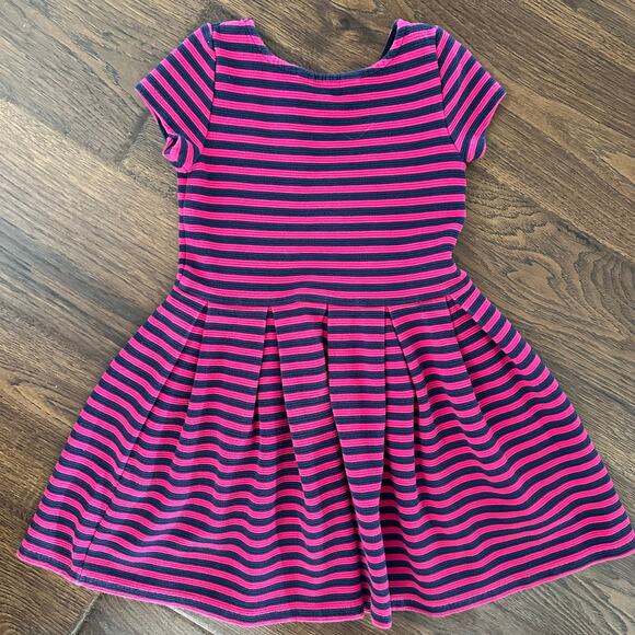 Polo Ralph Lauren Little Girls 6X Pink Blue Striped A-Line Dress Short Sleeve - Picture 4 of 5